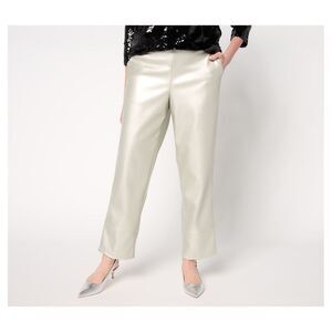 by Stacy London Women's Pants Sz M Ankle Metallic Medium Grey Heather A682274